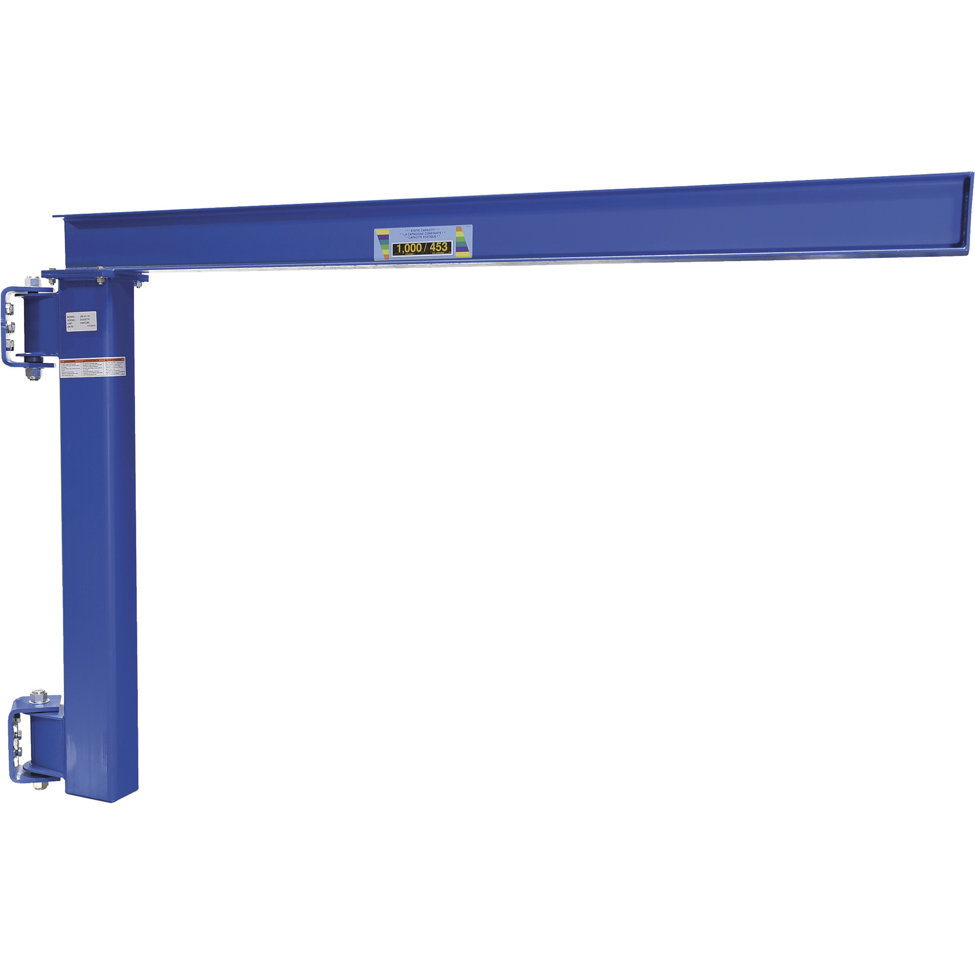 Vestil Wall-Mounted Jib Crane - 1,000-Lb. Capacity, Low Ceiling Design, 180° Rotation, Model# JIB-LC-6